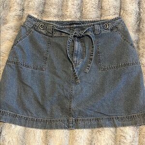 Denim Mini Skirt with Tie Waist
